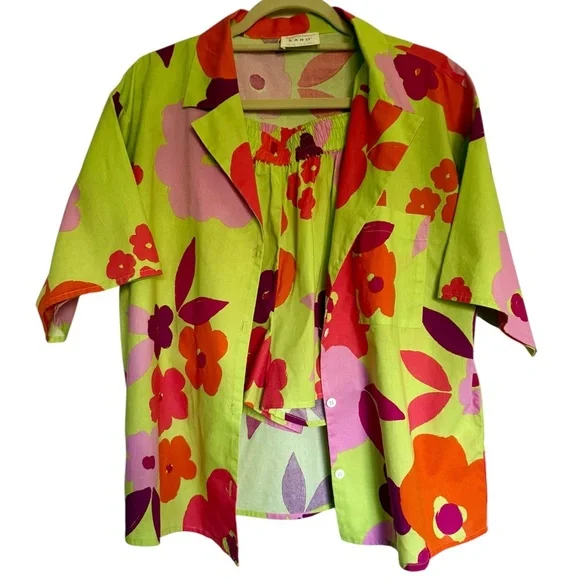 Sabo‎ Thessy Top & Short Set Lime Floral Size XS